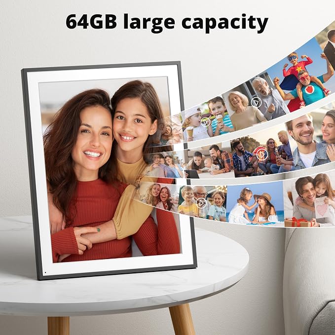 Dragon Touch Digital Picture Frame - 19 Inch WiFi Large Digital Photo Frame with 64GB Storage, FHD Screen, Easy Setup to Share Photos or Videos Remotely via Vphoto App from Anywhere(Not Touchscreen)