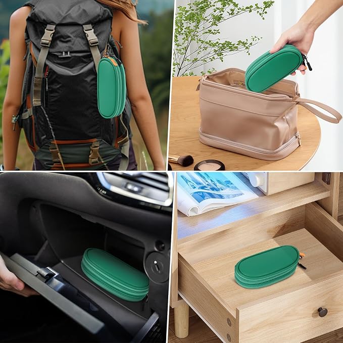 Double Eyeglasses Case Soft Portable Zipper Sunglasses Pouch with Keychain Clip for Men Women