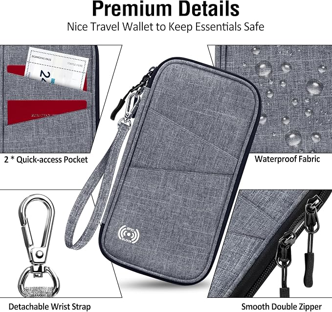 BKNOOU Passport Holder Family Rfid Blocking Travel Document Organizer,Travel Passport Wallet Waterproof Multiple Passport Holder for Traveling,Passport Organizer for Men Women