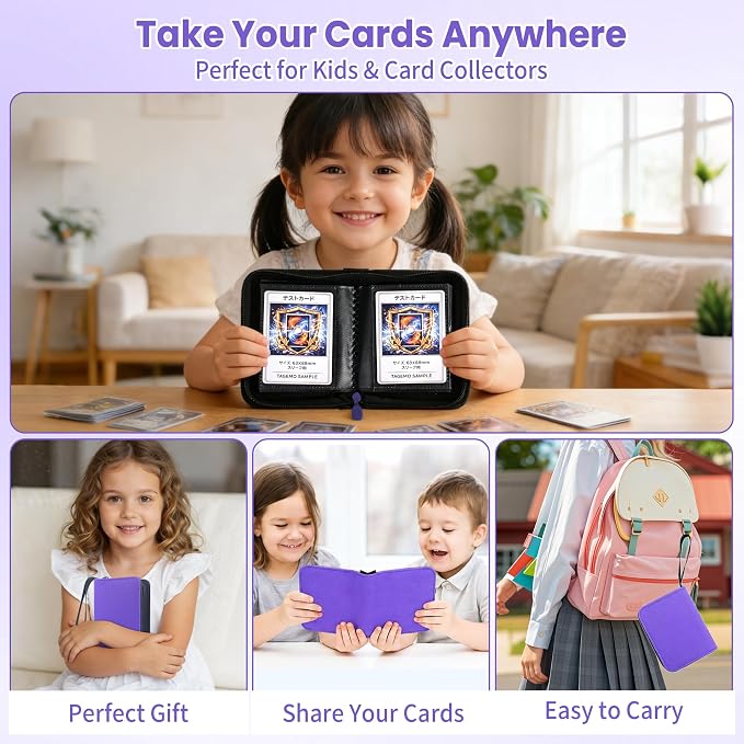 Mini Trading Card Binder Album, 1 Pocket Card Binder with 20 Double-Sided Pages 40 Pockets, Side Loading Small Card Binder for Trading Cards, Single Card Holder Book for Collectors and Kids