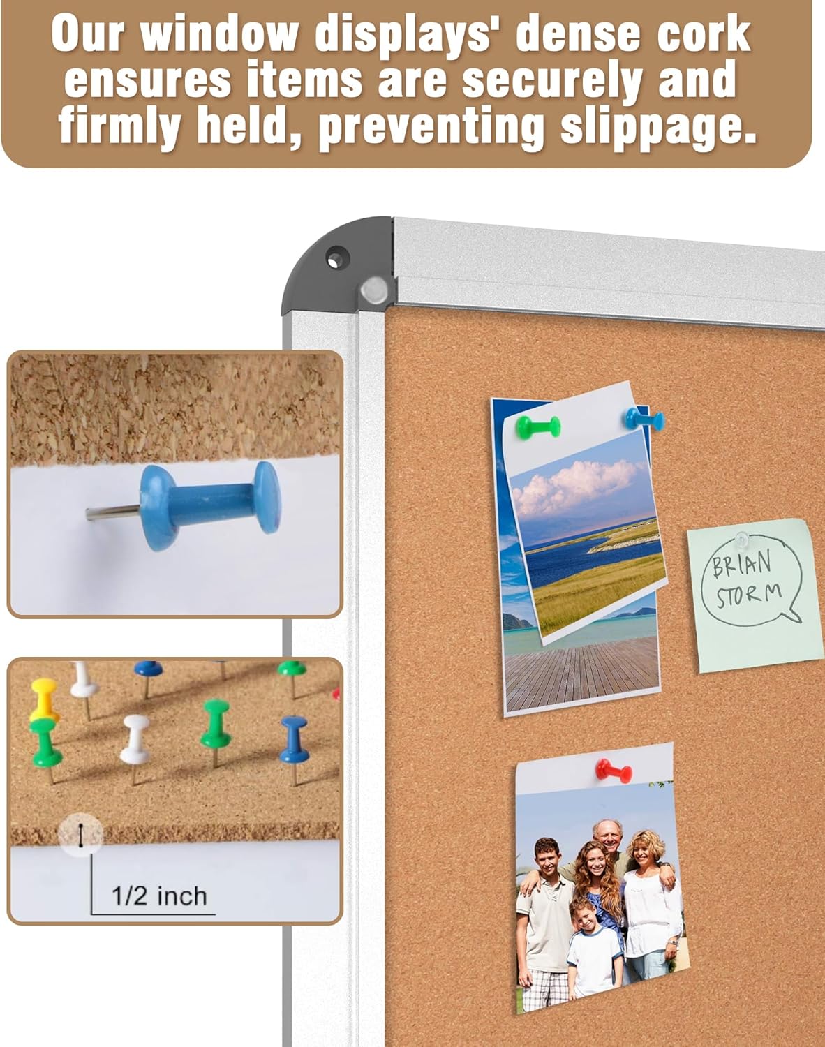 26"x20" Enclosed Bulletin Board, Lockable Weather-Resistant Aluminum Cork Noticeboard for School & Office, Silver Frame w/Cork