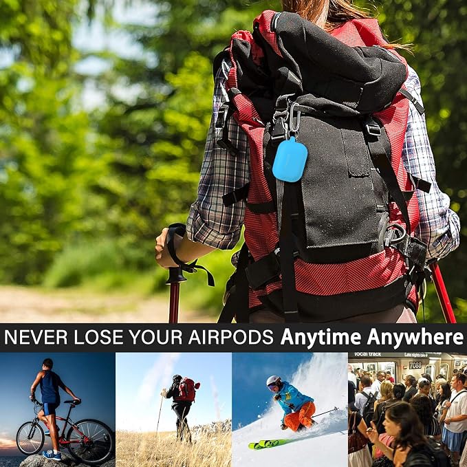 R-fun for AirPods Pro 2 Case, Soft Silicone Protective Cover with Keychain and Cleaning Pen, Compatible with AirPods Pro 2nd/1st Generation, Supports Wireless Charging, Light Blue