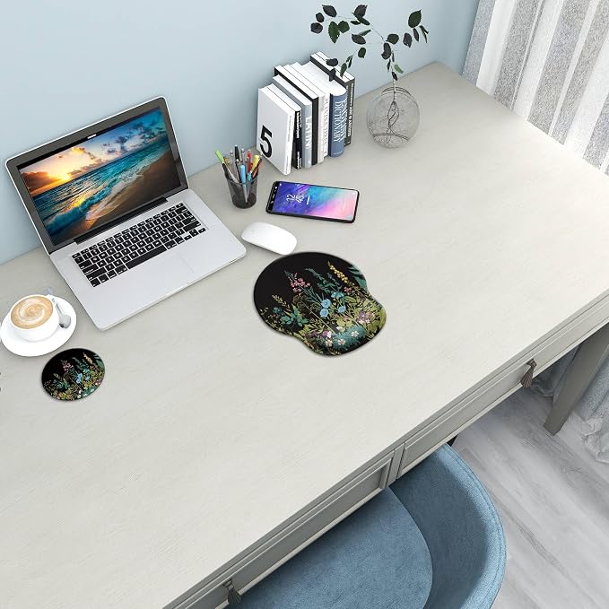 Ergonomic Mouse Pad with Wrist Rest Support,Gel Mouse Pads for Desk | Big Mousepad With Coaster Non-slip & Pain Relief for Computer, Home&Office Desk Decor