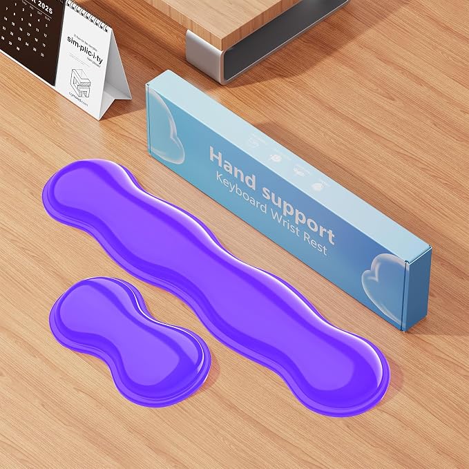 MOKURU Gel Keyboard and Mouse Wrist Rest Set, Comfort Ergonomic Wrist Support, for Wrist Pain Relief, Computer Keyboard Wrist Rest (Purple)