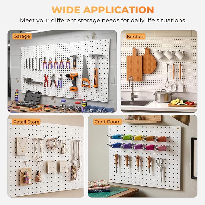 INCLY 50 Pack 4 Inch Pegboard Hooks with Rubber Tipped, 1/4" Heavy Duty | Peg Board Hooks Accessories,Peg Board Tool Hangers Fit 1/4" Pegboard, For Hanging Tools Garage, Craft Room, Kitchen, Store
