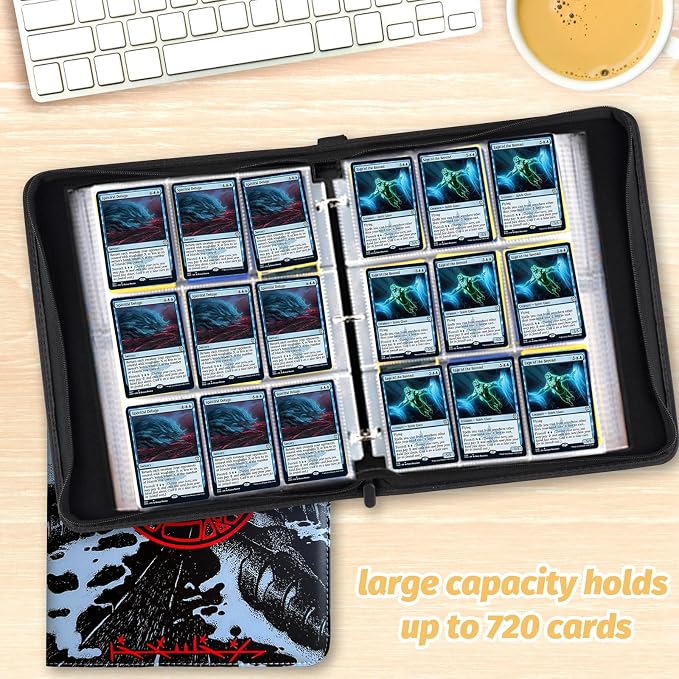 9 Pocket Card Binder, 720 Double Sided Pocket Trading Card Binder, Premium PU Card Collector Album,Card Folder for MTG/YGO/PTCG/Game Cards(Red)