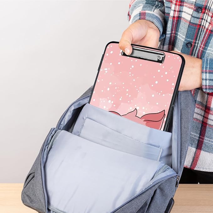 Clipboard with Storage,Storage Clipboard with Pen Holder,Heavy Duty Plastic Storage Clipboard with Low Profile Clip,Teacher Must Haves,Clipboard Folder,Office Supplies,Cute Pink Pig -1348