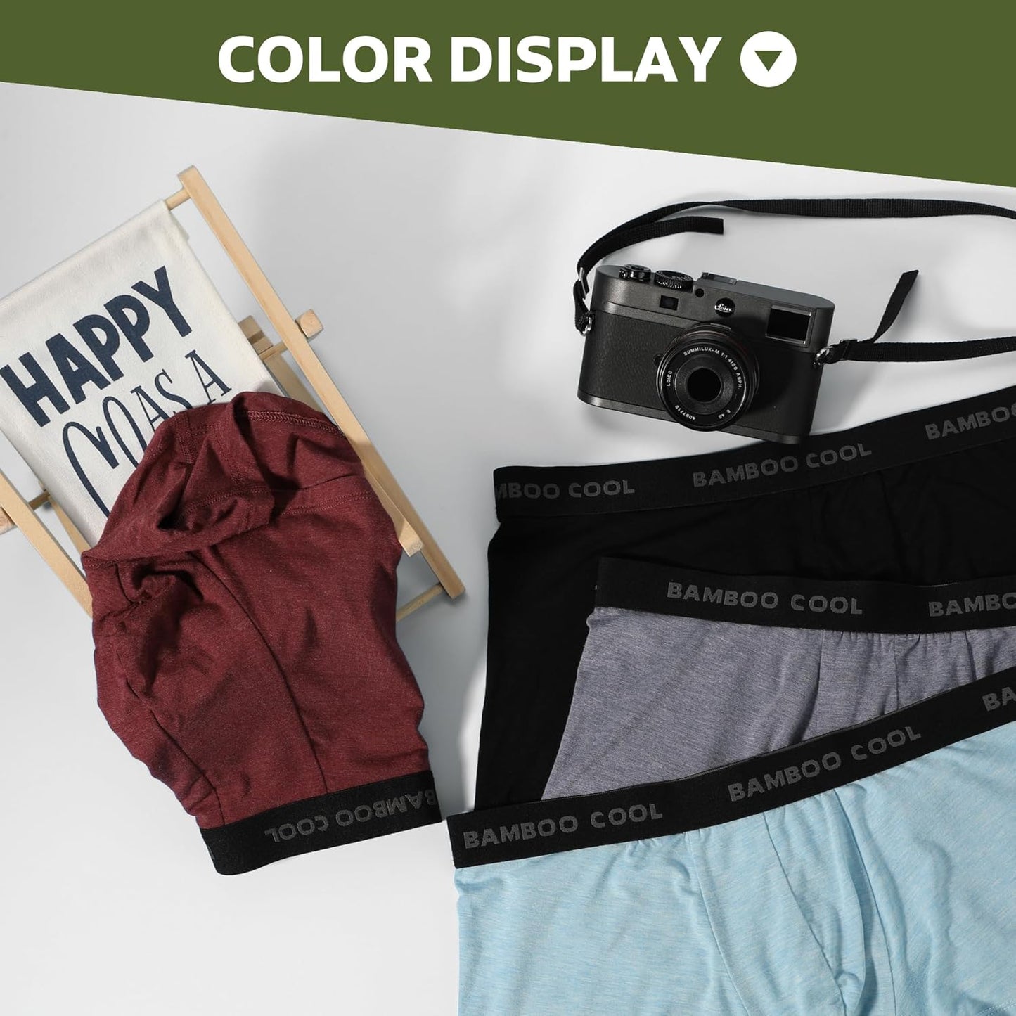 BAMBOO COOL Men's Ultra Breathable Underwear,No Riding Up Boxer Briefs with ComfortFlexible Waistband,Multipack