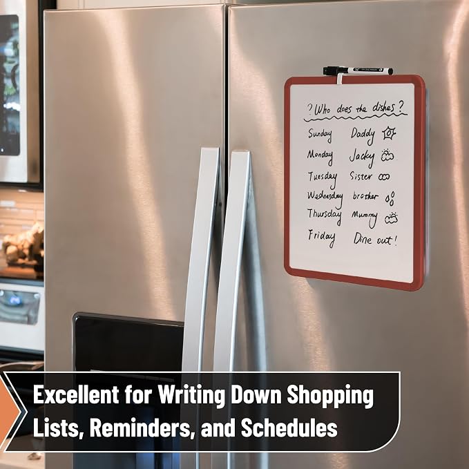 Mr. Pen- Dry Erase Board, 14” x 11” with a Black Dry Erase Marker | Chocolate Brown Frame, Small Mini White Board for Students, Fridge, Wall, Locker, Includes Double Sided Tapes