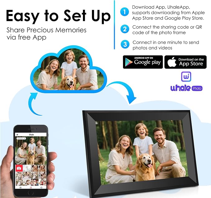 Uhale Digital Picture Frame 10.1 inch IPS Touch Screen Digital Photo Frame WiFi Enabled丨Wall Mountable丨Auto-Rotate Send Best Wishes via “Uhale ”App-for Families&Friends or Grandparents Gift