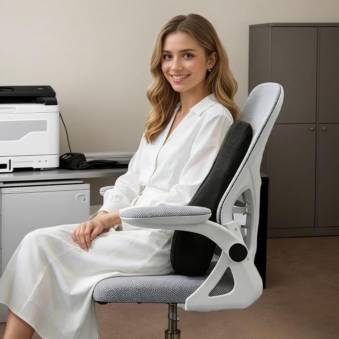 Lumbar Support Pillow, Memory Foam Back Support for Office Chair | Ergonomic memory foam lumbar support helps improve posture, reduce back pressure, and fits most office chairs and car seats.