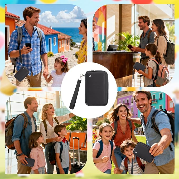 WALNEW Passport Holder for Travel Family, RFID Blocking Passport Wallet | Travel Document Organizer Holds up to 5-6 Passports, Water Resistant Travel Wallet Passport Pouch, Travel Essentials