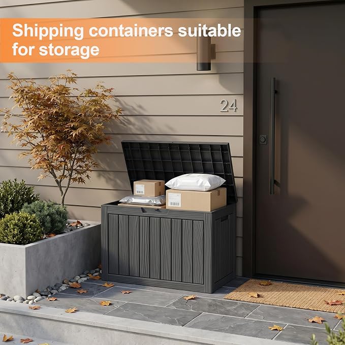 50 Gallon Package Delivery Boxes for Outside, Package Delivery Box with Lockable Secure, Waterproof for Garden, Backyard, Patio & Lawn, Black