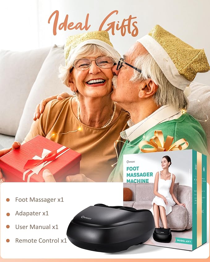 KNQZE Foot Massager Machine with Heat, Shiatsu Deep Kneading Foot Massager with Remote, Compression, Multi-Massage Modes, Auto-Off Timers, Valentines Day Gifts for Women Men
