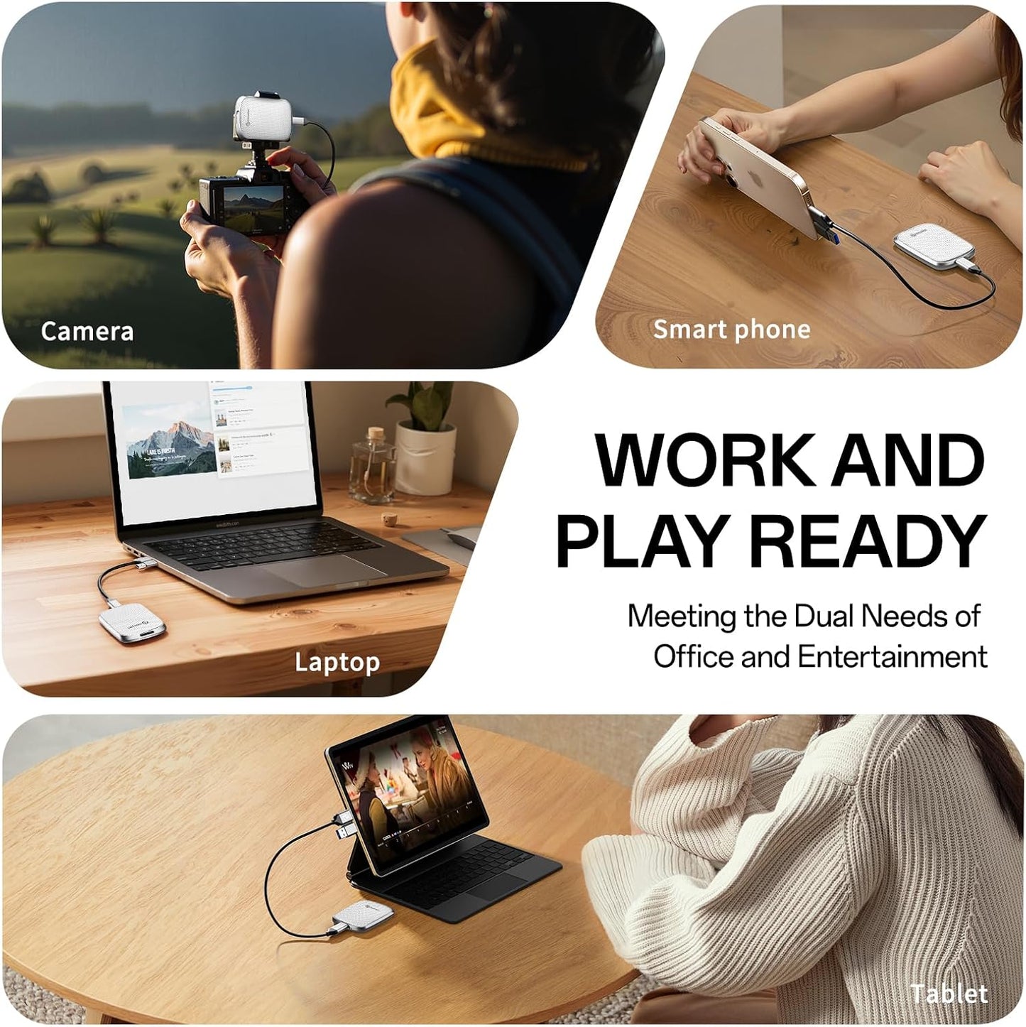 PHIXERO P5PLUS Portable SSD 128GB Up to 550MB/s, USB 3.2 Gen 2 External Solid State Drive,USB C to C&A for Smartphone,Tablet,PC,Labtop (White)