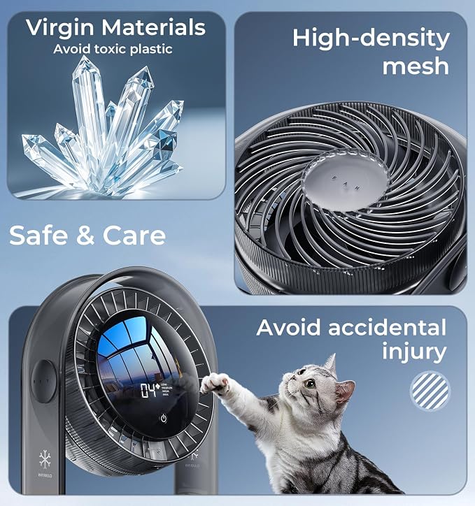 2026 Quiet USB Desk Fan,4 Speeds, 120°Tilt, table Fan for bed & Office | Air Circulator Mini Fan Bedroom,Translucent Black, Portable Smart Display Fan,Low Noise,7 Blades,Cool Room In 3 Mins