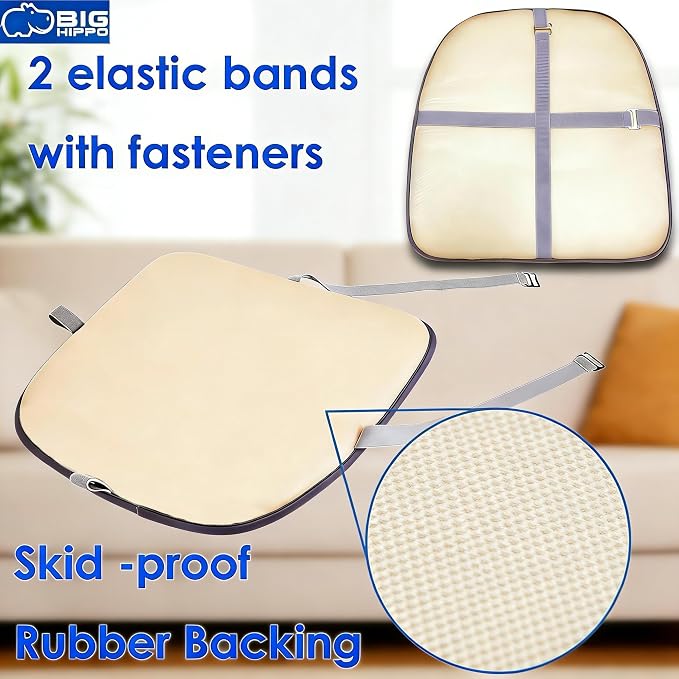 Big Hippo Ergonomic Lumbar Support & Memory Foam Seat Cushion Set - Sciatica & Tailbone Pain Relief for Office, Car & Wooden Dining Chairs - Non-Slip Body Positioner with Breathable Mesh Cover (Black)