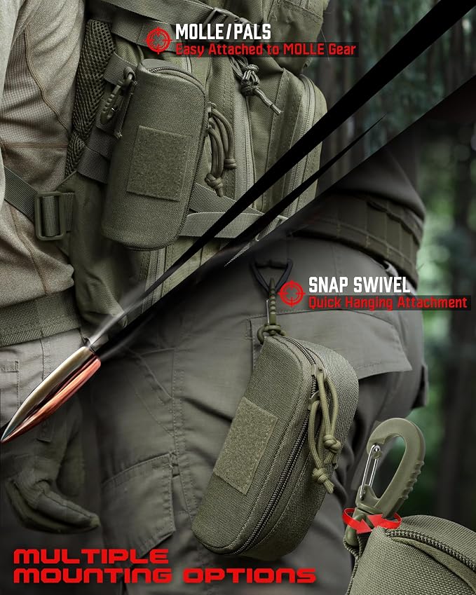 WYNEX Tactical Molle Glasses Pouch, Shockproof Eyeglass Case, Sunglass Case Hard Shell with Patch, Universal Protects Glasses