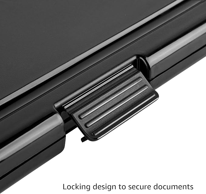 Amazon Basics Sturdy Plastic Storage Clipboard for School & Office Supplies, Lightweight, Black, 2-Pack
