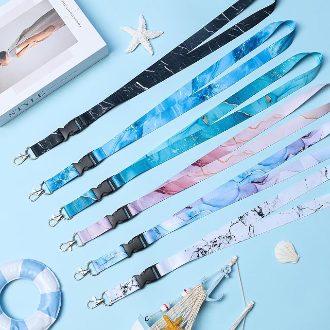 HONSIO 6 Pack Cruise Lanyard for Ship Cards, Cruise Essentials 2026, Marble | Detachable Lanyards with Waterproof ID Badge Holders, Cruise Must Have for Carnival, Royal Caribbean, NCL