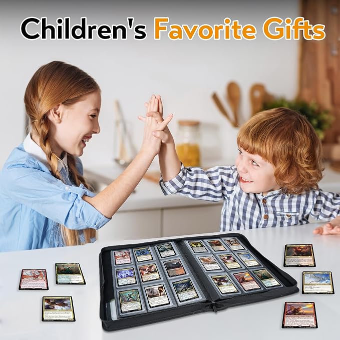 Top Loader Binder for Cards (Clear Window), Holds 288 Cards in 3"x4" Toploaders, Trading Card Binder 9 Pocket for TCG, MTG, YGO, Game Cards, Sports Cards(Black 1)