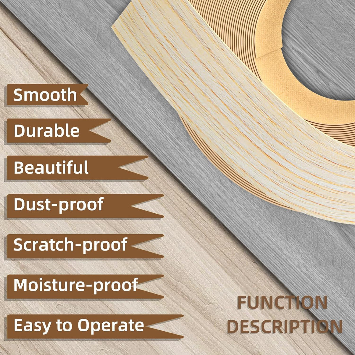 GSCIT Club Oak Edge Banding, 1 1/2 inch x 500ft roll of Veneer Edge Banding Preglued Flexible, Wood Tape Banding for Repair Furniture