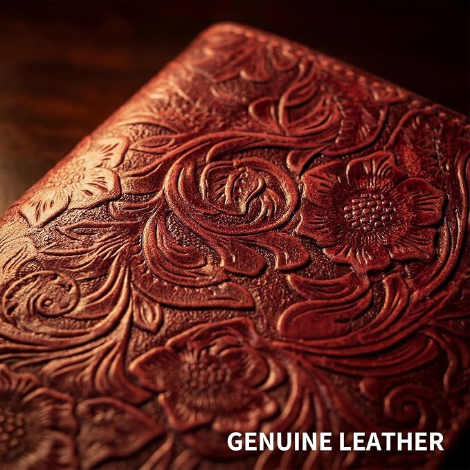 Genuine Leather Passport Holder Travel Bifold Wallet | For Men And Women Slim RFID Blocking Red