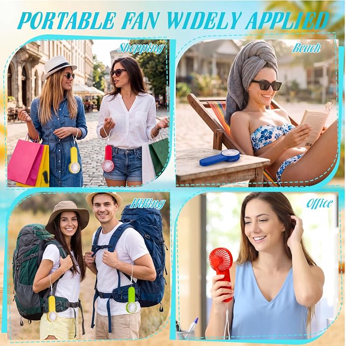 Sumind 36 Pcs Small Personal Portable Fan Mini Handheld Bulk 1 Speed Electric Cute Battery Powered for Neck Lash Makeup Women Men Travel Camping Indoor Outdoor Summer (Red,Green,Yellow,Blue)