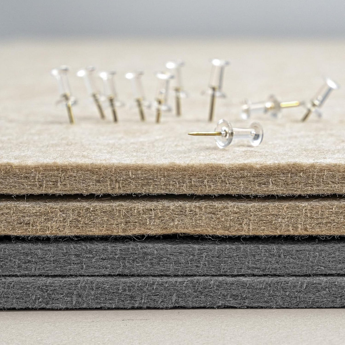 Bulletin Board, 35 x 17 1/2 inches Felt Board - Decorative Pin Board, Cork Board Alternative for Wall, Foldable Picture Board Self-Adhesive Vision Board Prayer Board with 20 Pushpins - Gray