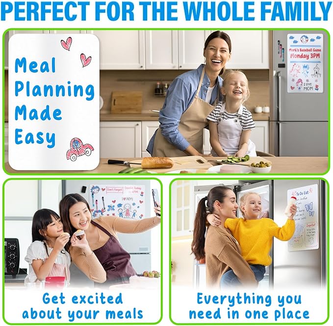 23x15” Magnetic Dry Erase White Board for Fridge w/ 3 Markers & Eraser | Yes4Quality Stain-Resistant Whiteboard Planner Organizer Sheet, Sticks to Most Refrigerators, Colorful Markers, Magnet Eraser