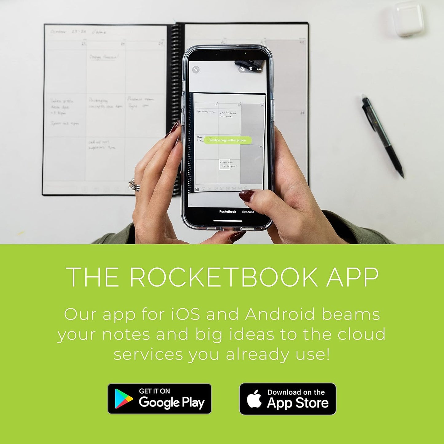 Rocketbook Smart Reusable Notebook, Fusion Plus Letter Size Spiral Notebook & Planner, Infinity Black, (8.5" x 11")