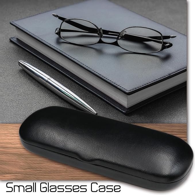 MyEyeglassCase Men Small Glasses case - Eyeglasses Hard Shell Holder Pouch & Cloth-Reading Slim & Narrow Case Heavy Duty