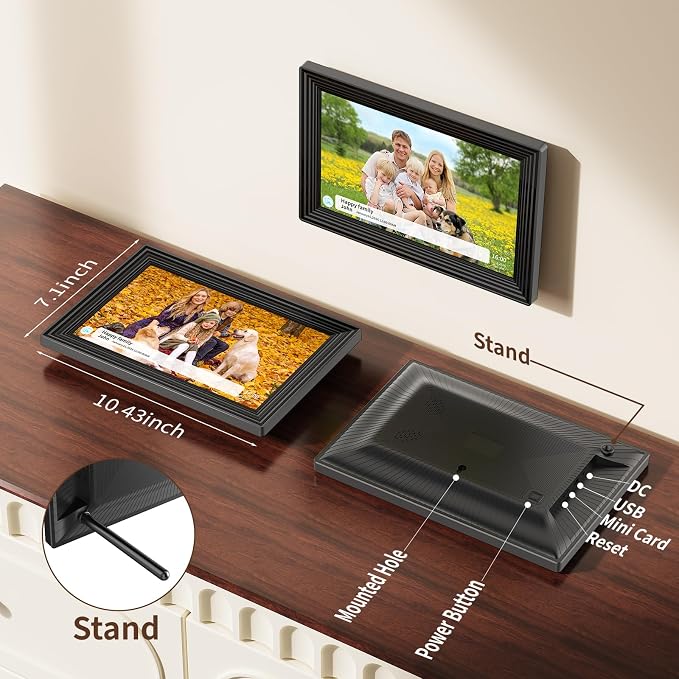 Digital Picture Frame,10.1 Inch Frameo Digital Photo Frame, 1280x800 IPS LCD Touch Screen,16GB, Supports SD Cards,Share Happy Moments Instantly via Frameo App from Anywhere,Best Gifts for Your Loves