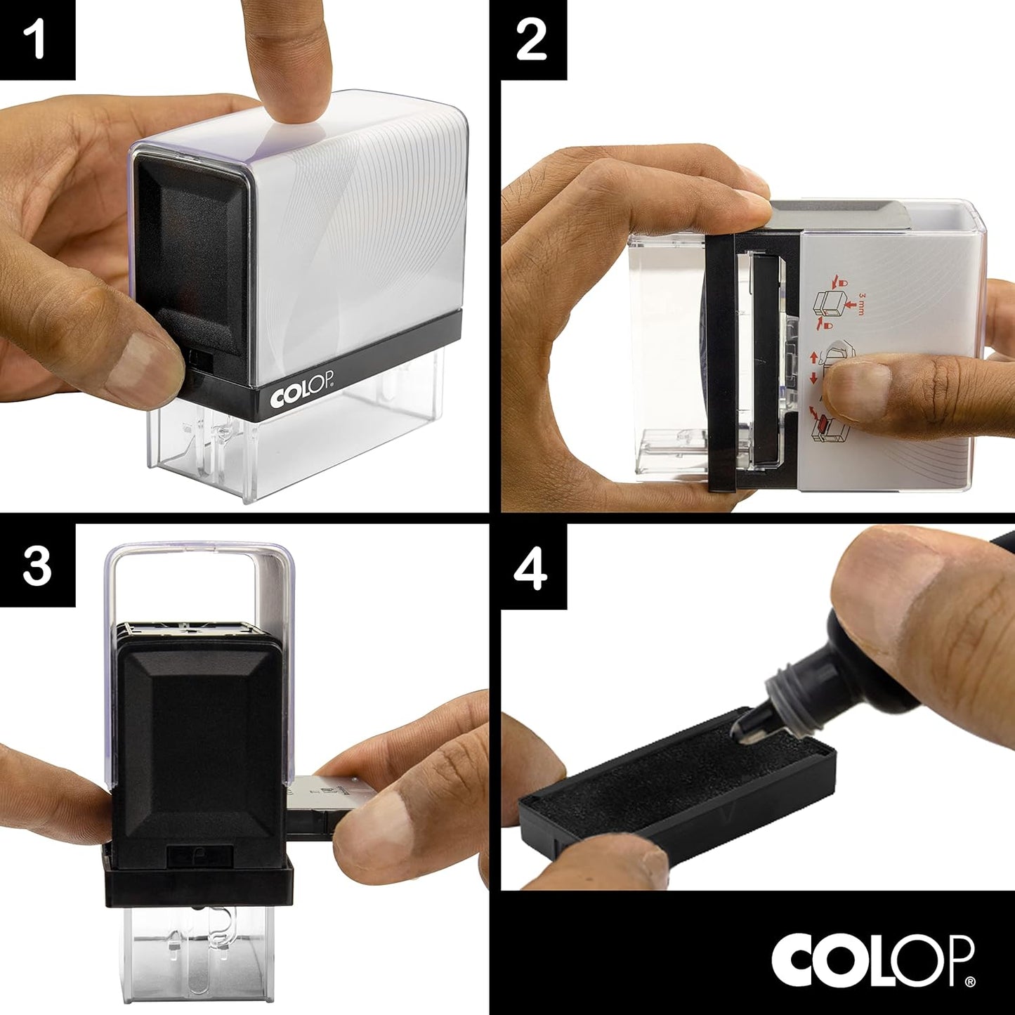 COLOP Extra Large Size Self Inking Custom Text Stamp - Choose from Many Fonts & 15 Ink Colors