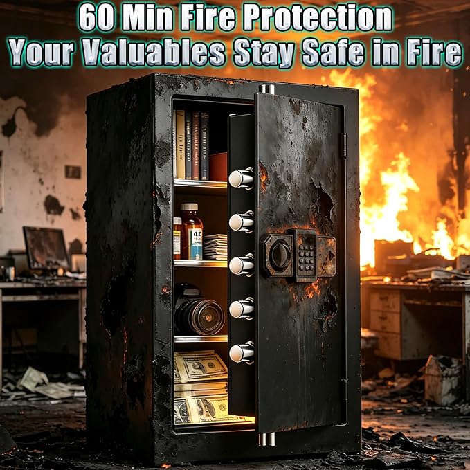 ๐๐ ๐๐ข๐ง๐ฌ Large Heavy Fireproof Waterproof Safe, 7.0 Cuft Alloy Steel Safe with 7 Solid Thicken Lock Bolts, Combination Lock and Fireproof Liner, Anti-Theft Safes for Cash Jewelry Documents