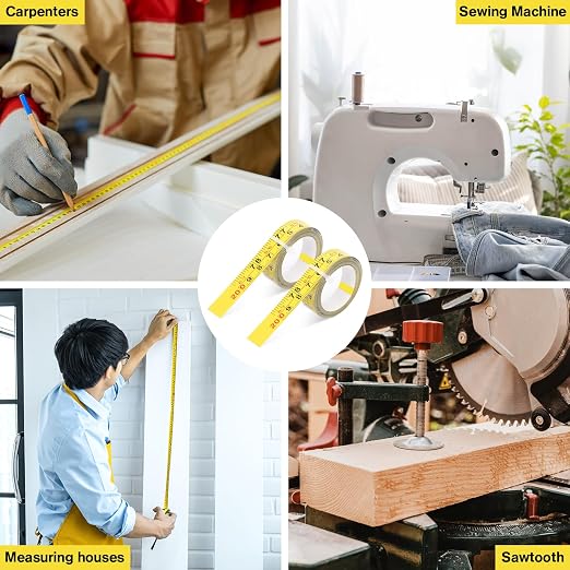 2 Pack Steel Self-Adhesive Measuring Tape Right to Left Reading, 78 Inches/200cm Imperial and Metric Ruler Tape, Workbench Ruler Adhesive Sticky Tape Measure for Woodworking Saw Drafting Table, Yellow