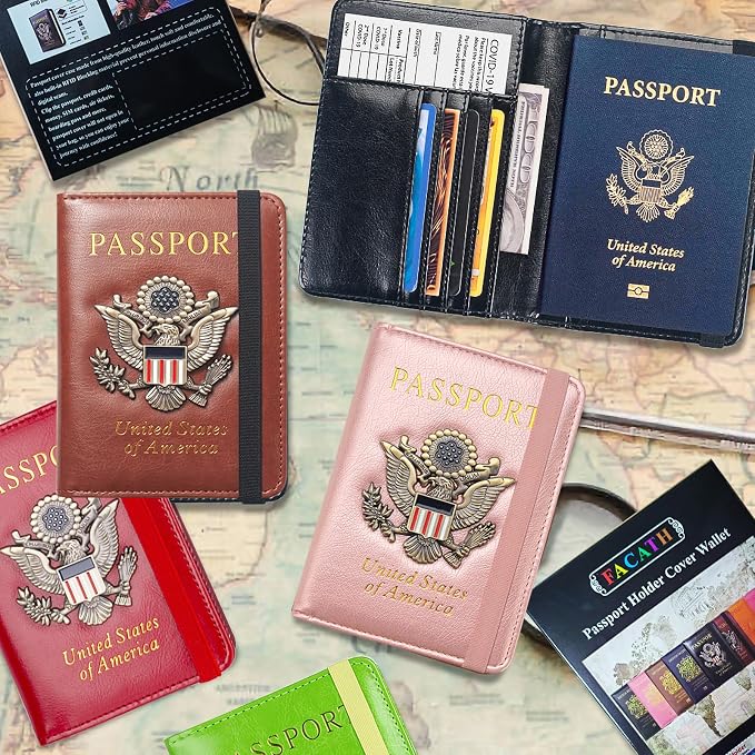 Premium Passport Holder for Travel RFID Blocking Passport Cover Slim | Passport Cover for Women Men Leather US Passport Wallet Case for Travel Passport Book Cover Travel Document Organizer Carrier