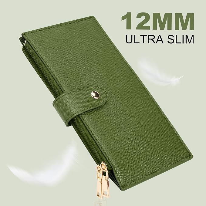 Travelambo RFID Wallet Women Large Size Bifold Multi Card Wallet Case with Zipper Pocke Credit Card Holder for Women