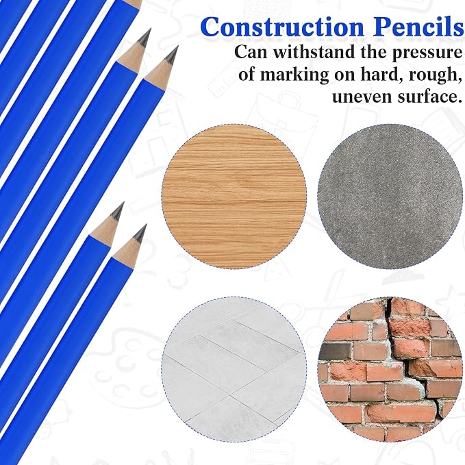 Fainne 48 Pcs Jumbo Pencil, Wooden Pencil with Black Core for Carpenters Construction Workers Woodworkers Framers Beginners Students Teachers DIY Project (Blue,Round)
