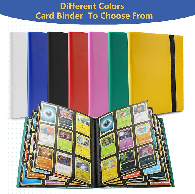 Premium Card Binder 9 Pocket, Premium Card Book for 360 Cards, Sturdy Card Album for Collectible Cards, Side-Loading Card Collection Folder for TCG, Other Game Cards, Sport Cards,Green