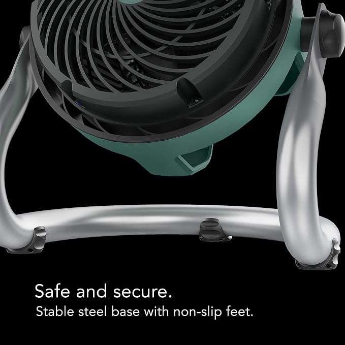 Vornado EXO51 Small Heavy Duty Air Circulator, 3-Speed High Velocity Shop Fan, Dustproof and Water-Resistant, Powerful Motor, Industrial High Impact Case, Whole Room Air Circulator, Green