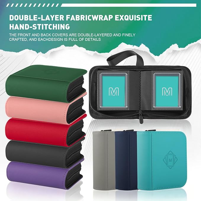 1 Pocket Toploader Binder Holds 40 Cards with 20 Sleeves Collectible Trading Card Album, for 3x4 Toploaders Hard Cases for TCG, MTG, Sports, Baseball, Football, Small Sports Card Book (1Cyan)