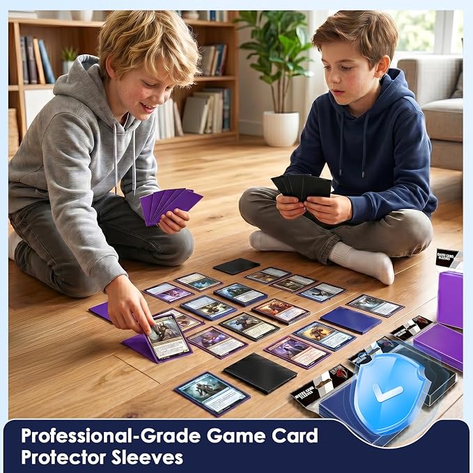 500 Pcs Card Sleeves for Trading Card, Matte Card Sleeves Deck Card Protectors Compatible with Baseball Cards, Sports Cards, Game Cards (Purple)