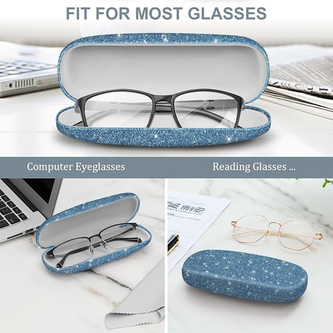 FINTIE Hard Shell Eyeglasses Case, Portable Protective Glasses Cover Eyeglass Holder Box with Cleaning Cloth for Men Women