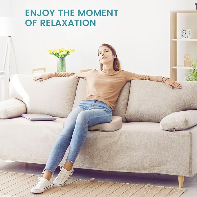 Office Chair Seat Cushion, Cooling Gel Enhanced Memory Foam Cushion for Long Sitting - Back, Sciatica, Coccyx, Tailbone Pain Relief Pillow - for Office, Gaming, Car, Wheelchair - Khaki, X-Large