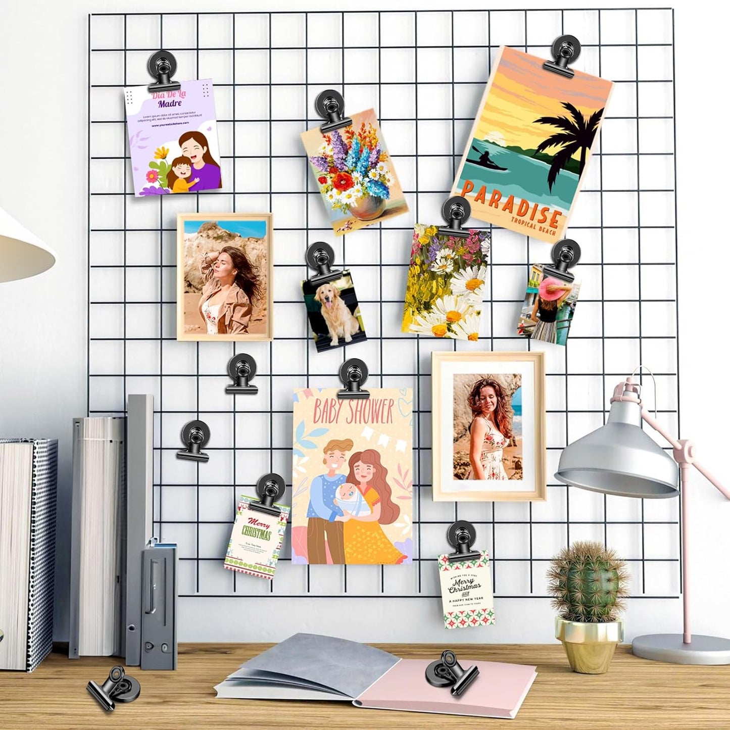 60 Pack Fridge Magnets Refrigerator Magnets, Black Magnetic Clips Whiteboard Magnets, Magnetic Clips Heavy Duty, Clips Magnet for Photo Displays, Home, Office, Classroom