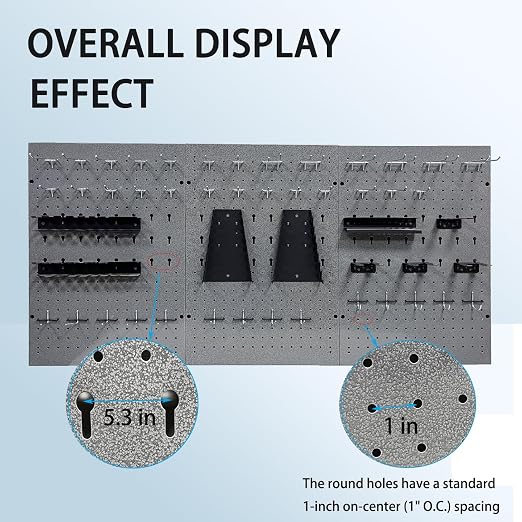 Metal Pegboard Wall Organizer 3 Packs Metal Pegboard Kit with 115 PCS Hooks Pegboard Panels Tool Organizer for Garage,Warehouse,