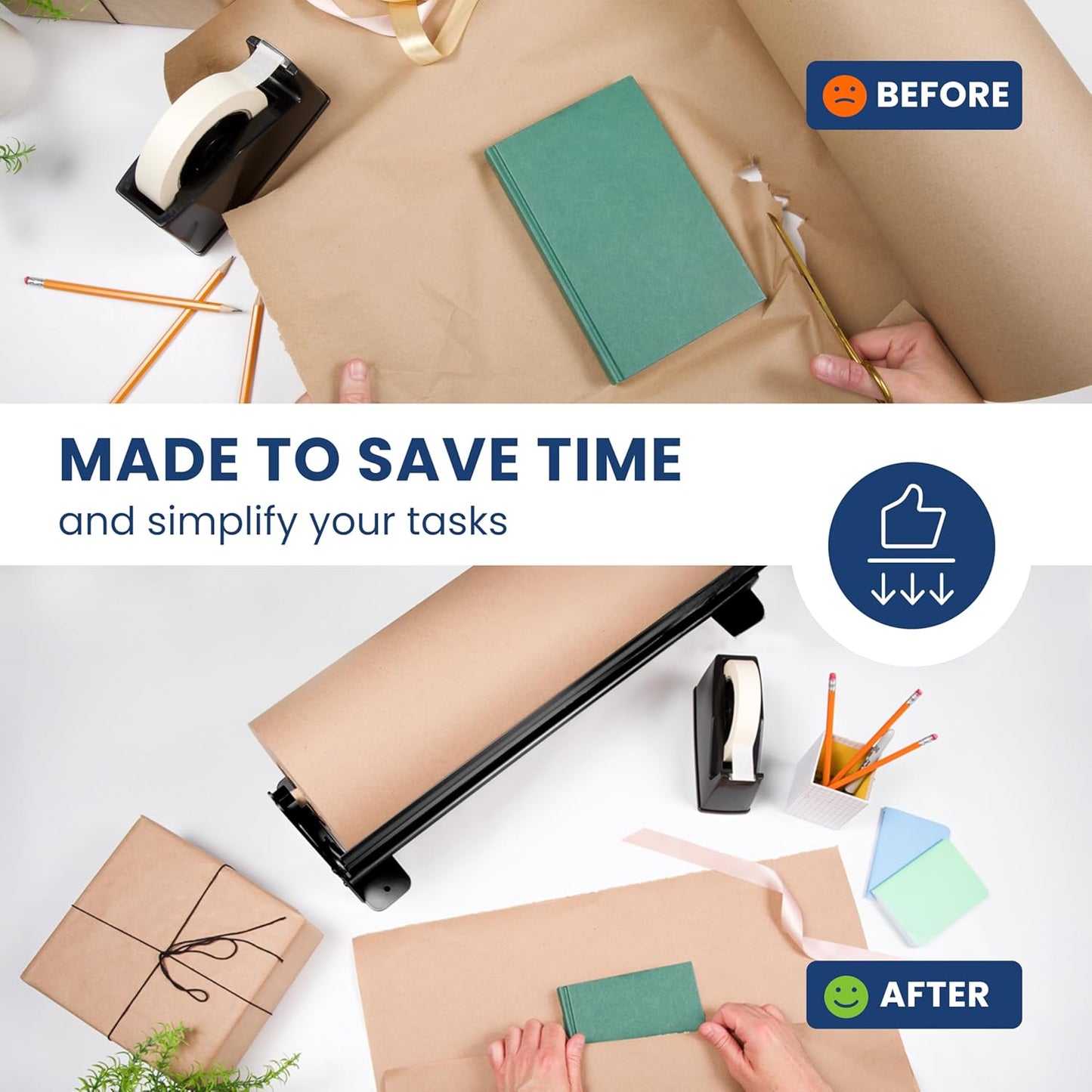 DIY Crew 36 Inch Paper Roll Dispenser and Cutter - Heavy-Duty Wall Mountable, Non Slip Tabletop - Kraft, Freezer, Butcher Paper - Up to 1000ft Rolls