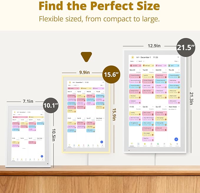Dragon Touch 15.6 inch Digital Calendar & Chore Chart - Interactive Touchscreen Smart Family Planner,Digital Picture Frame for Mom, Women, Christmas & Weddings Yellow