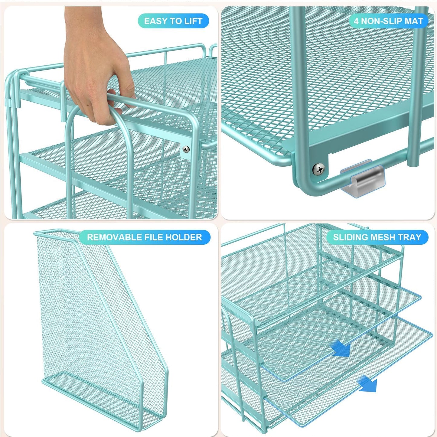 gianotter 4-Tier Paper Organizer With Magazine Holder, Desk Organizers and Accessories, Blue Desk Accessories, File Organizer for Office Supplies Storag(Blue)